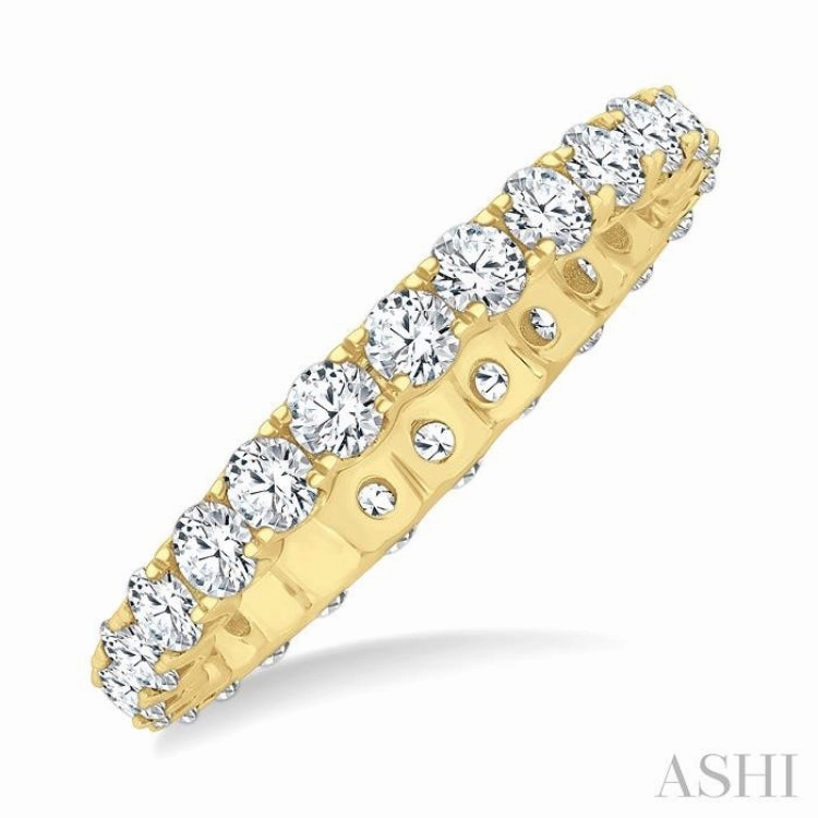 1 1/2 Ctw Round Cut Diamond Eternity Wedding Band in 14K Yellow Gold