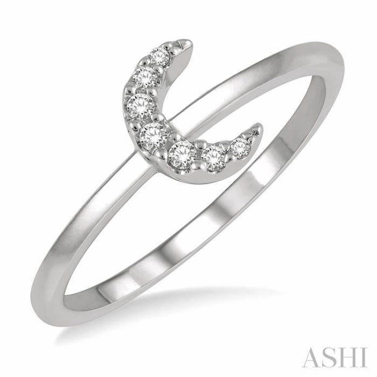 1/20 ctw Crescent Round Cut Diamond Petite Fashion Ring in 10K White Gold