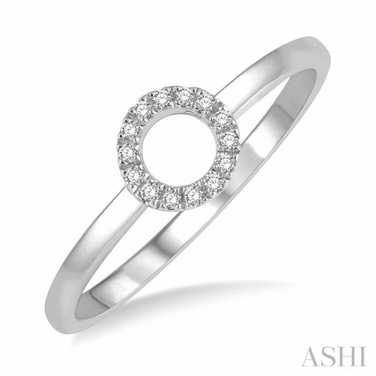 1/20 ctw Cutout Circle Round Cut Diamond Stack Ring in 10K White Gold