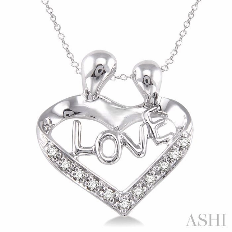 1/20 Ctw Single Cut Diamond Child & Mom Pendant in Sterling Silver with Chain