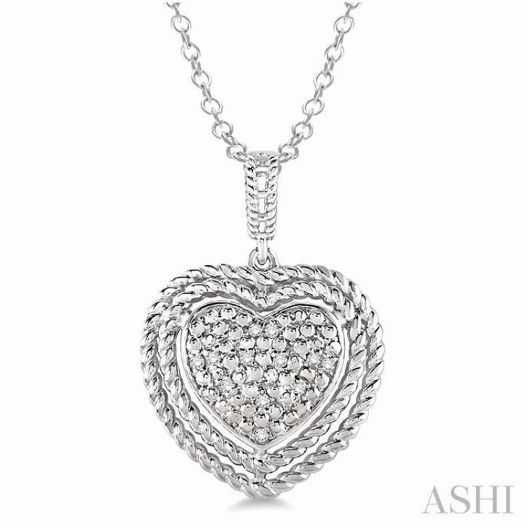 1/20 ctw Single Cut Diamond Heart Pendant in Sterling Silver with Chain