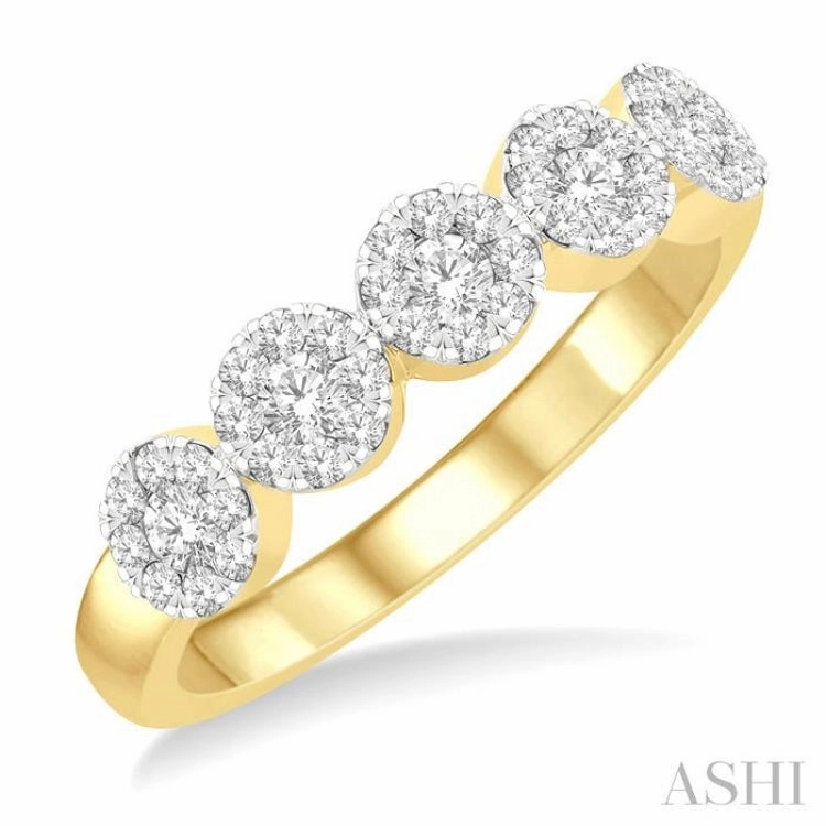 1/2 ctw 5-Stone Lovebright Round Cut Diamond Ring in 14K Yellow & White Gold