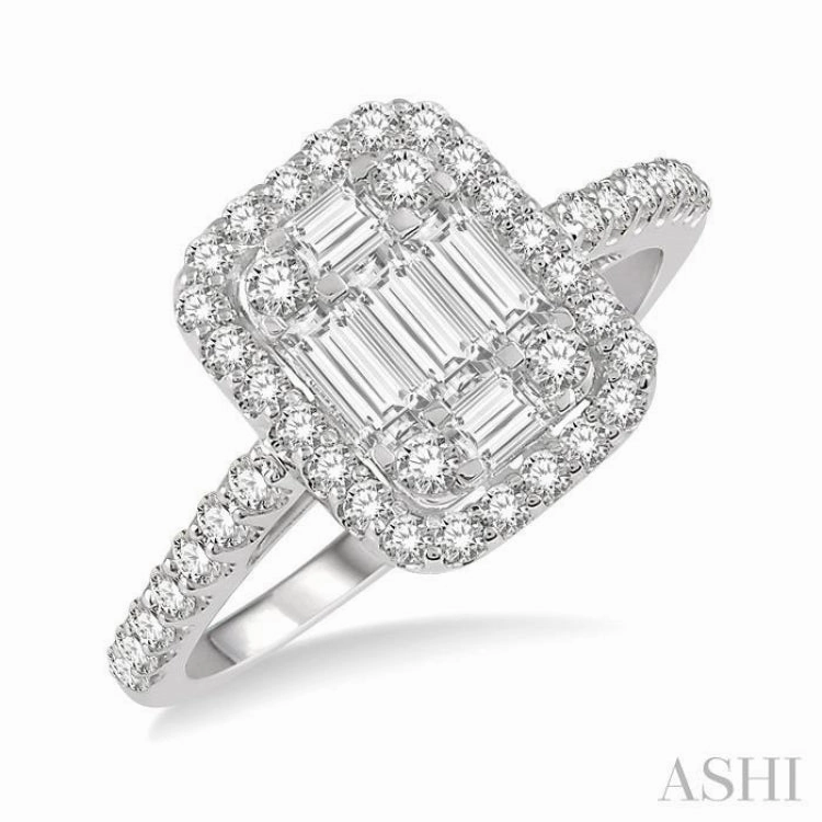 1/2 ctw Baguette & Round Cut Fusion Diamond Ring in 14K White Gold
