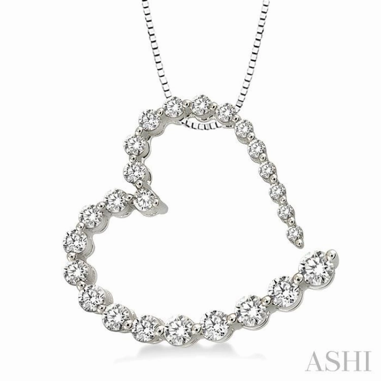 1/2 ctw Diamond Journey Heart Pendant in 14K White Gold with chain