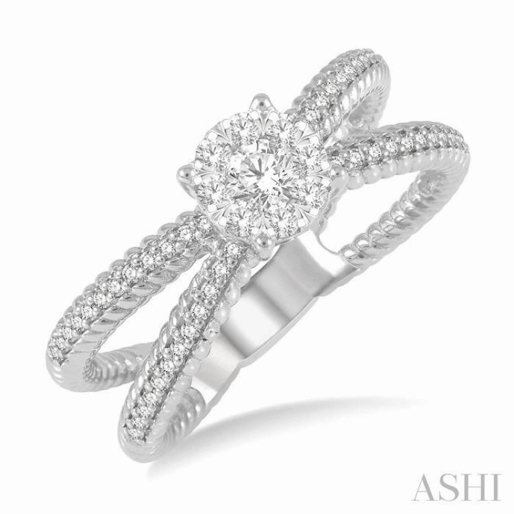 1/2 ctw Firefly Lovebright Round Cut Diamond Cluster Ring in 14K White Gold