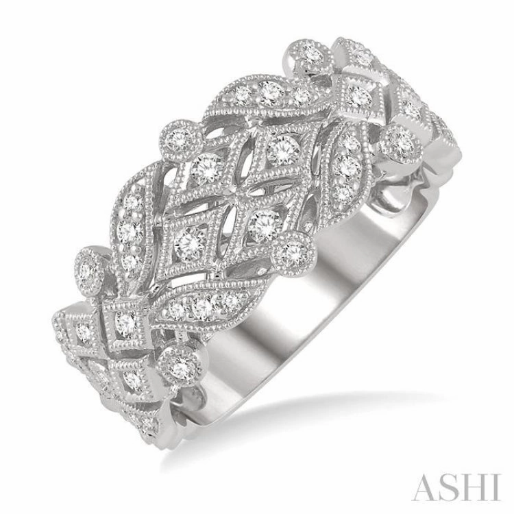 1/2 ctw Lattice Round Cut Diamond Fashion Band in 14K White Gold
