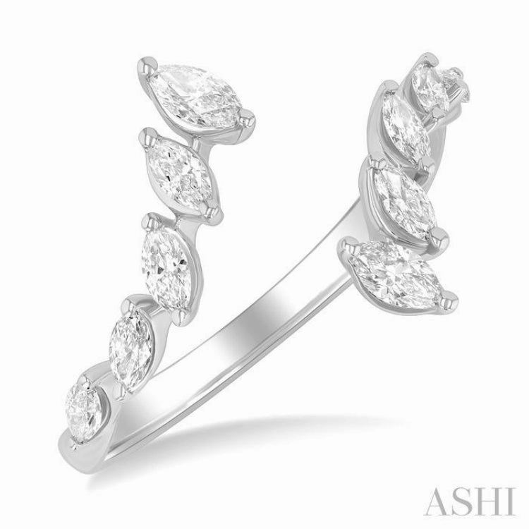 1/2 Ctw Marquise Cut Diamond Bypass Fashion Open Ring in 14K White Gold