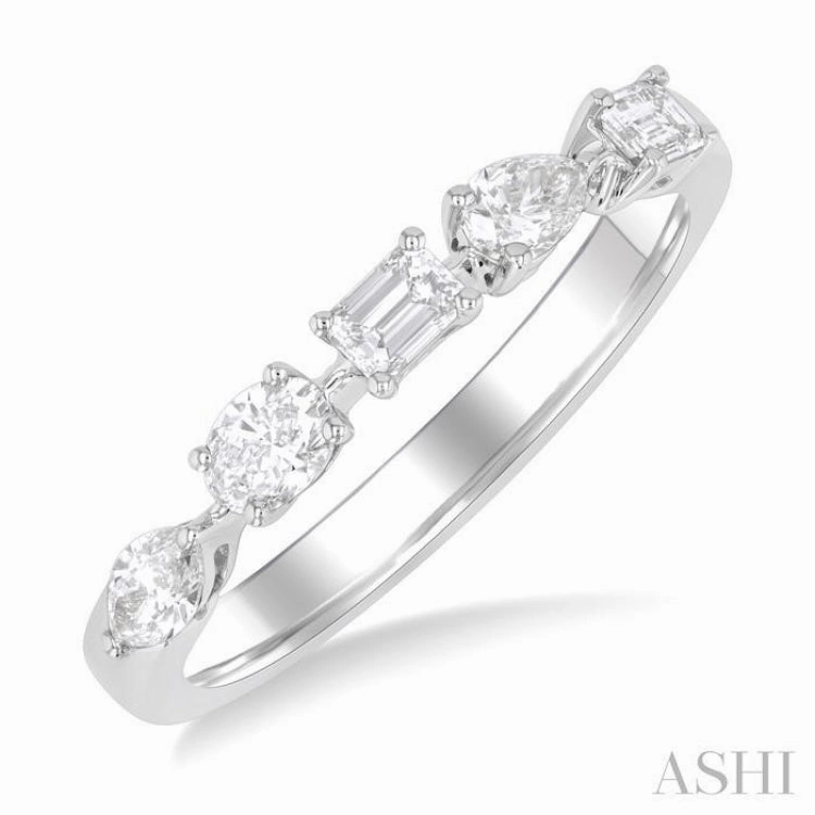 1/2 ctw Mixed Shape Diamond Cut Fashion Band in 14K White Gold