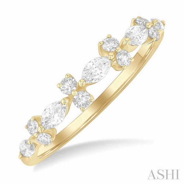 1/2 Ctw Scatter Marquise and Round Cut Diamond Fashion Band in 14K Yellow Gold