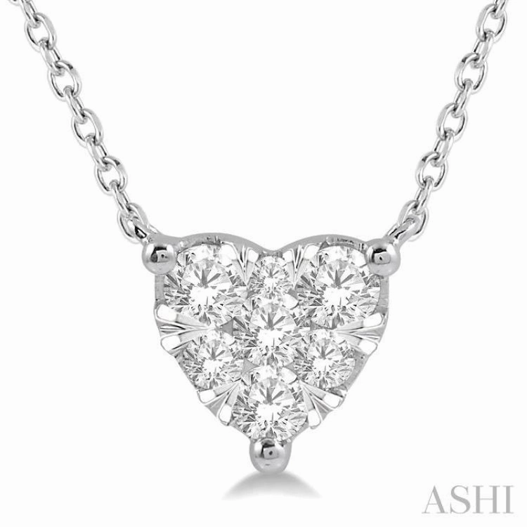 1/3 ctw Lovebright Diamond Heart Pendant With Chain in 14K White Gold