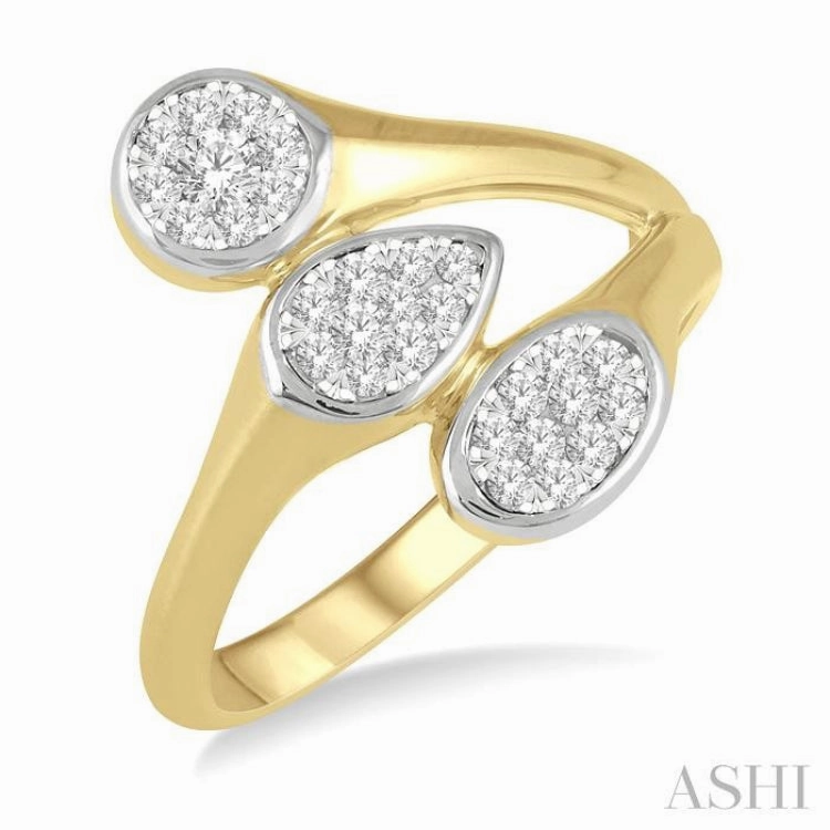 1/3 ctw Lovebright Interlocked Mixed Shape Mounts Round Cut Diamond Fashion Ring in 10K Yellow and White Gold