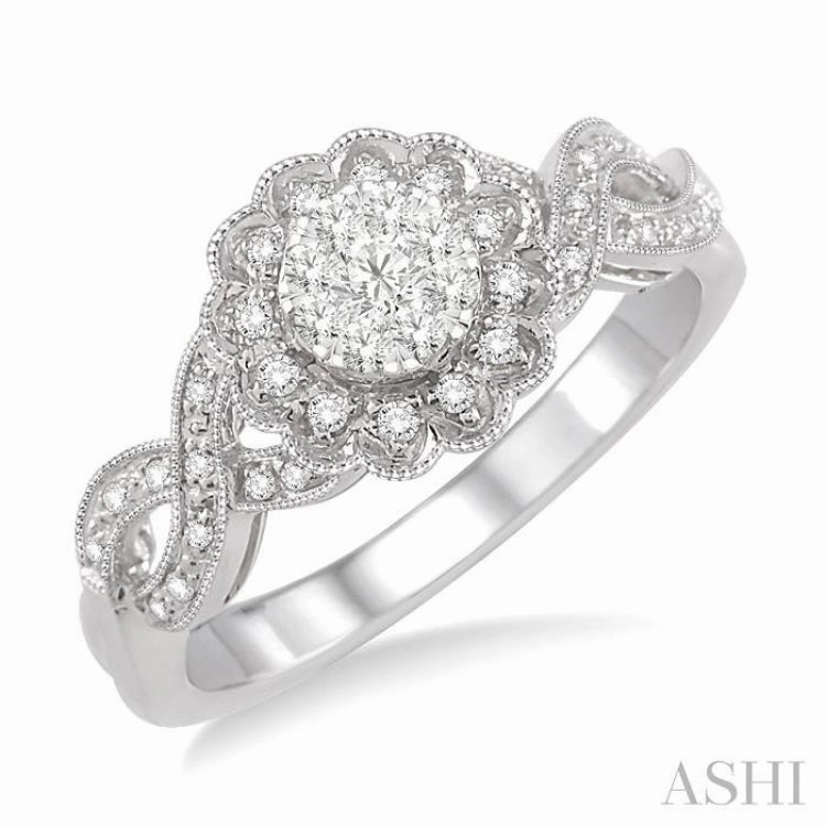 1/3 ctw Lovebright Round Cut Diamond Ring in 14K White Gold