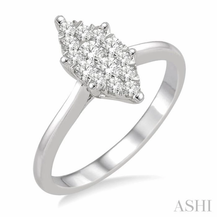 1/3 ctw Marquise Shape Diamond Lovebright Ring in 14K White Gold