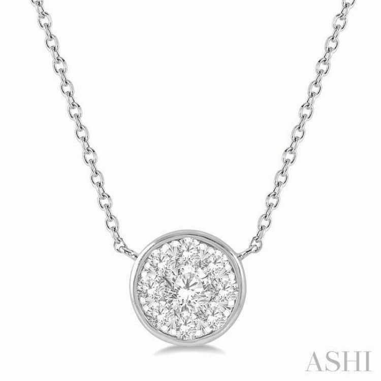 1/3 ctw Round Shape Lovebright Diamond Pendant With Chain in 14K White Gold