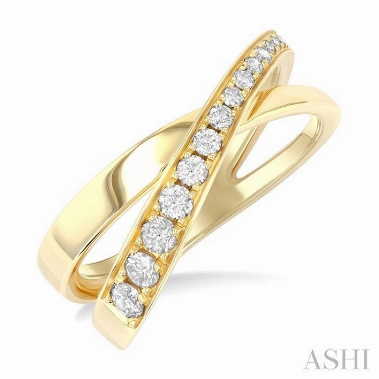 1/3 Ctw Split Criss-Cross Round Cut Diamond Fashion Ring in 14K Yellow Gold