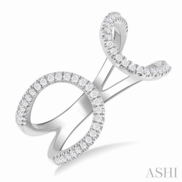 1/3 ctw Split U-Shaped Round Cut Diamond Open Fashion Ring in 10K White Gold