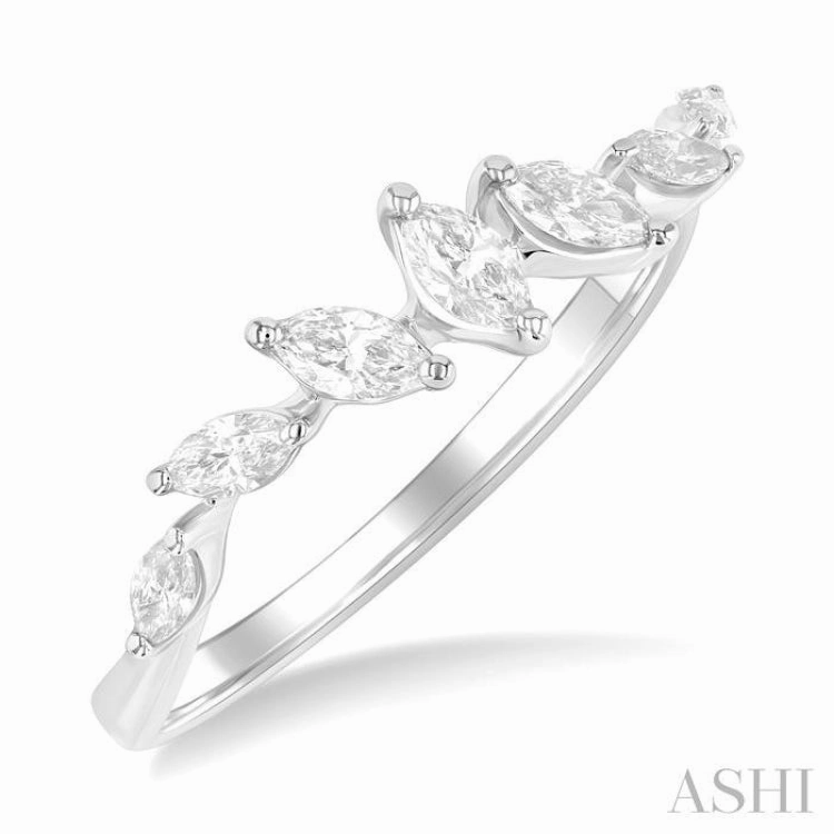1/3 Ctw Wave Scatter Marquise Cut Diamond Fashion Band in 14K White Gold