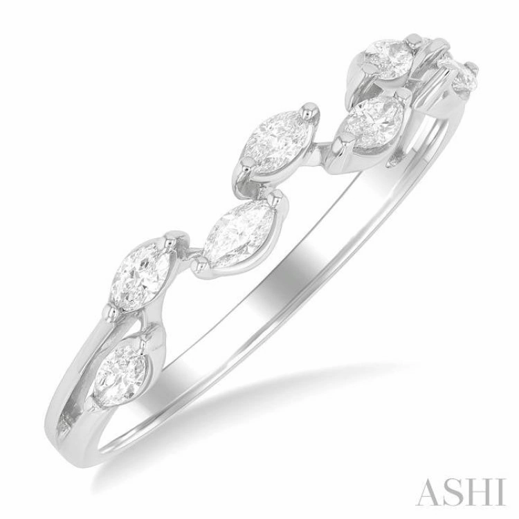 1/3 Ctw Zig-Zag Scatter Marquise Cut Diamond Fashion Band in 14K White Gold