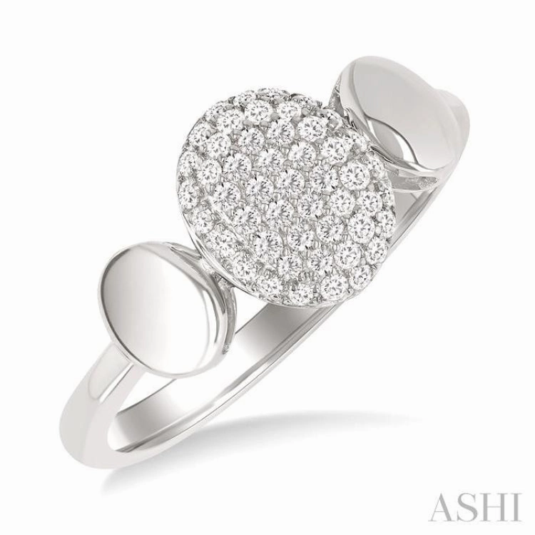 1/4 Ctw Oval Shape Pave Set Round Cut Diamond Ring in 10K White Gold