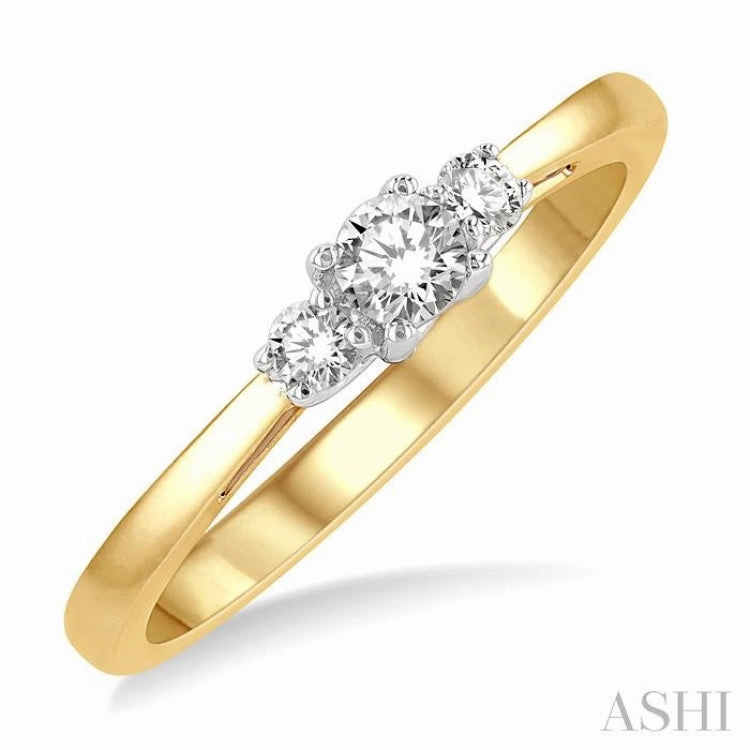 1/4 ctw Round Cut Diamond Three-Stone Ring in 14K Yellow and White Gold