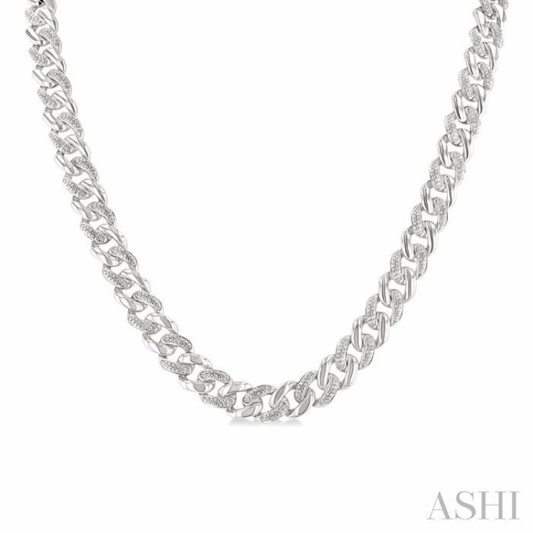 1/4 Ctw Single Cut Diamond Curb & Cuban Nacklace in Sterling Silver