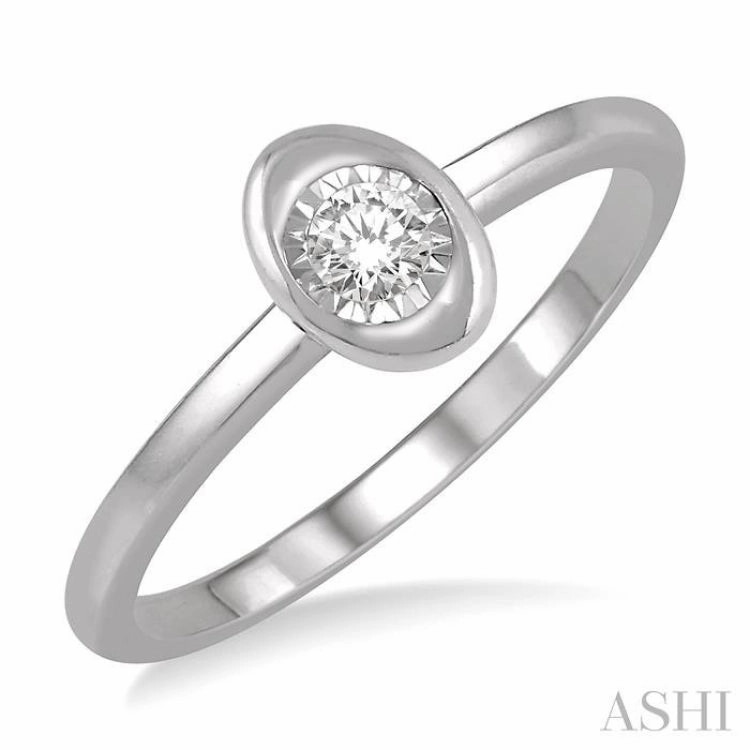 1/50 ctw Oval Shape Round Cut Diamond Promise Ring in 10K White Gold
