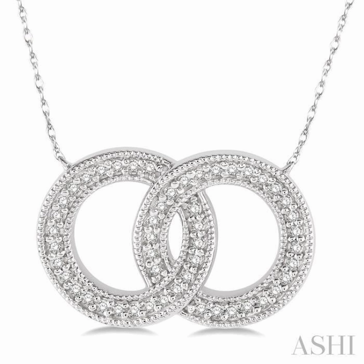 1/5 ctw Interlocked Double Circle Pendant With Link Chain in 10K White Gold