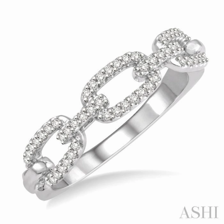 1/5 ctw Interlocked Links Round Cut Diamond Ladies Ring in 14K White Gold