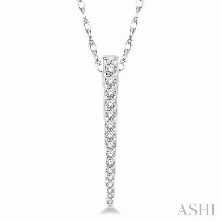 1/5 Ctw Spike Round Cut Diamond Pendant With Link Chain in 14K White Gold
