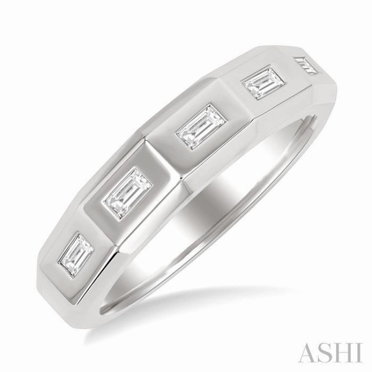 1/6 Ctw Geometric Shape Emerald Cut Diamond Fashion Band in 14K White Gold