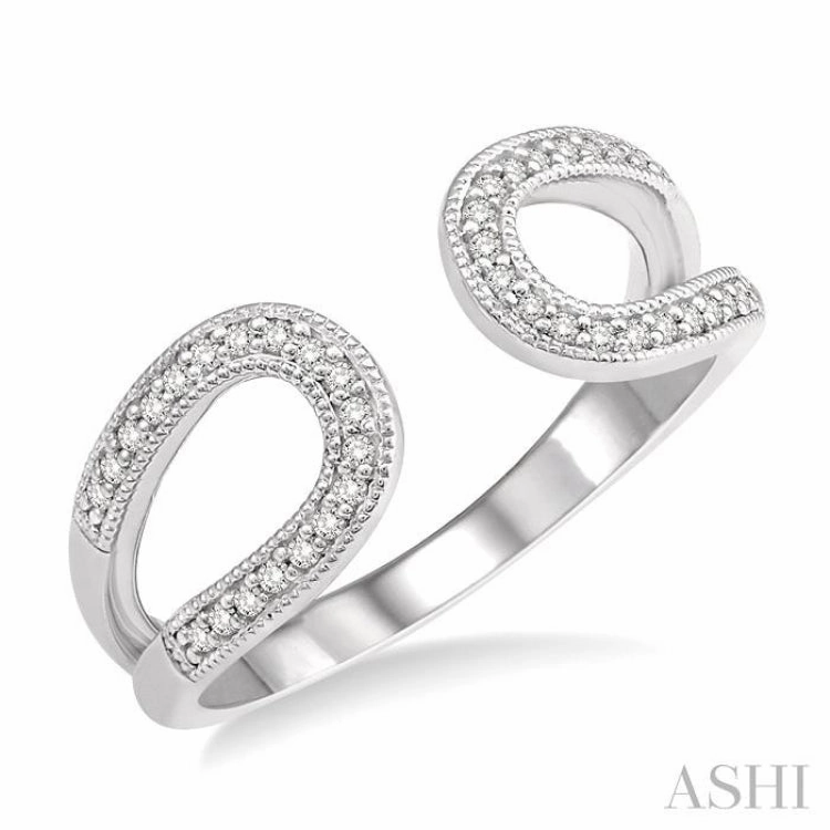 1/6 ctw Horseshoe Style Open End Round Cut Diamond Ladies Ring in 10K White Gold