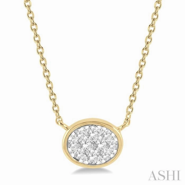 1/6 ctw Oval Shape Lovebright Diamond Pendant With Chain in 14K Yellow and White Gold
