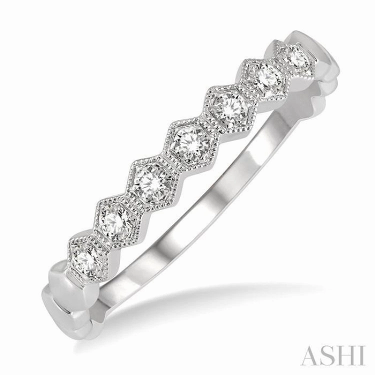 1/6 ctw Round Cut Diamond Stackable Wedding Band in 14K White Gold