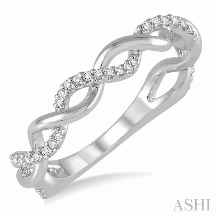 1/6 ctw Round Cut Diamond Twisted Ring in 10K White Gold