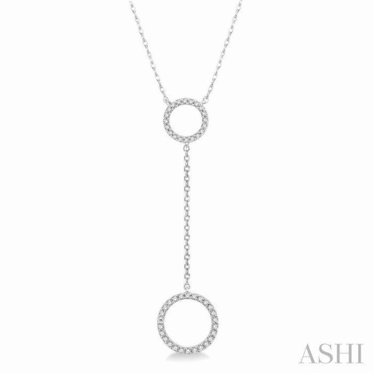 1/6 Ctw Twin Circle Round Cut Diamond 'Y' Necklace in 10K White Gold