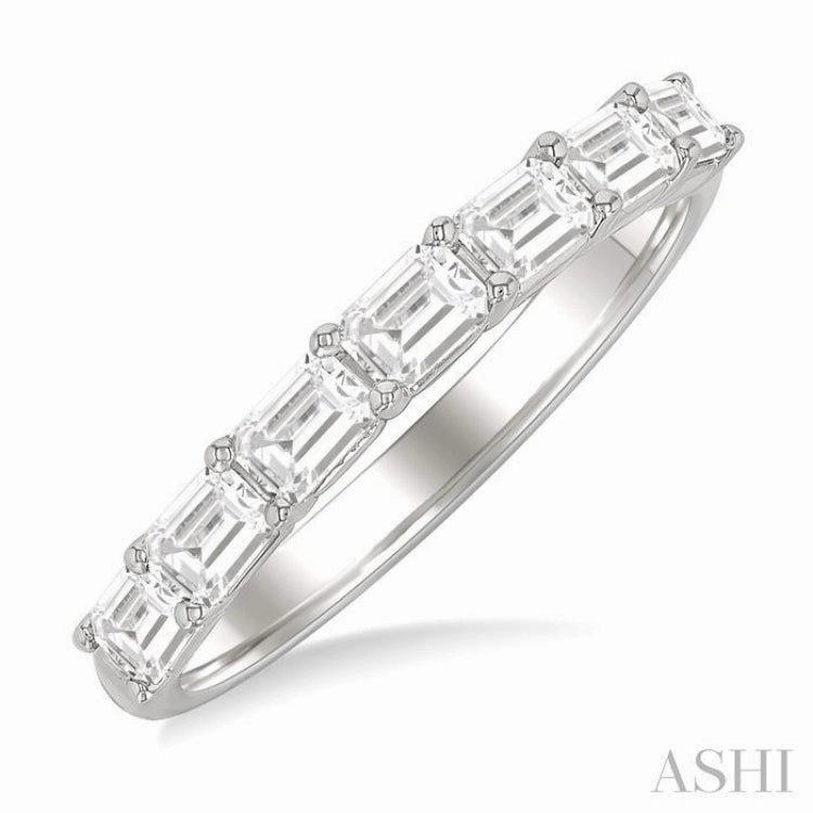 1 ctw East-West Emerald Cut Diamond Fashion Ring in 14K White Gold
