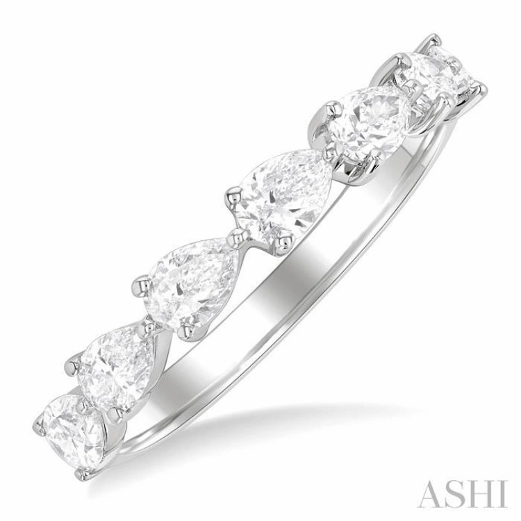 1 ctw East-West Pear Shape Diamond Fashion Ring in 14K White Gold