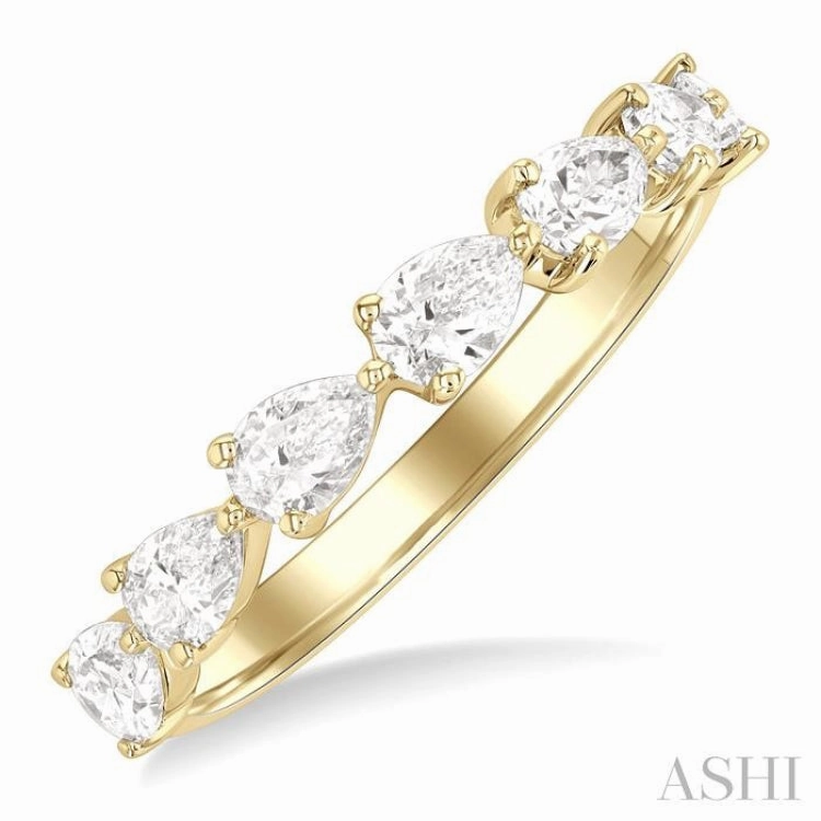 1 ctw East-West Pear Shape Diamond Fashion Ring in 14K Yellow Gold