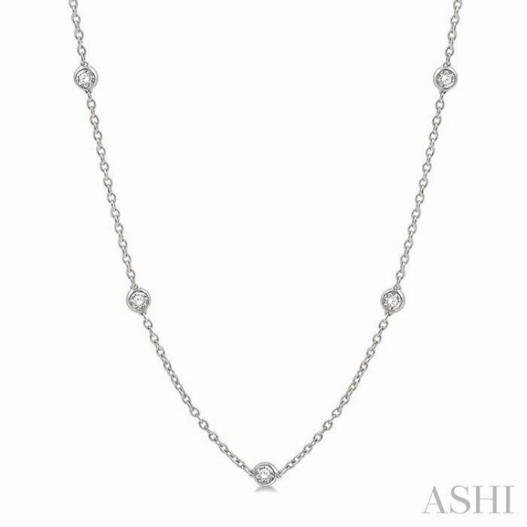 1 ctw Round Cut Diamond Station Necklace in 14K White Gold