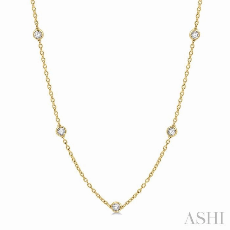 1 ctw Round Cut Diamond Station Necklace in 14K Yellow Gold