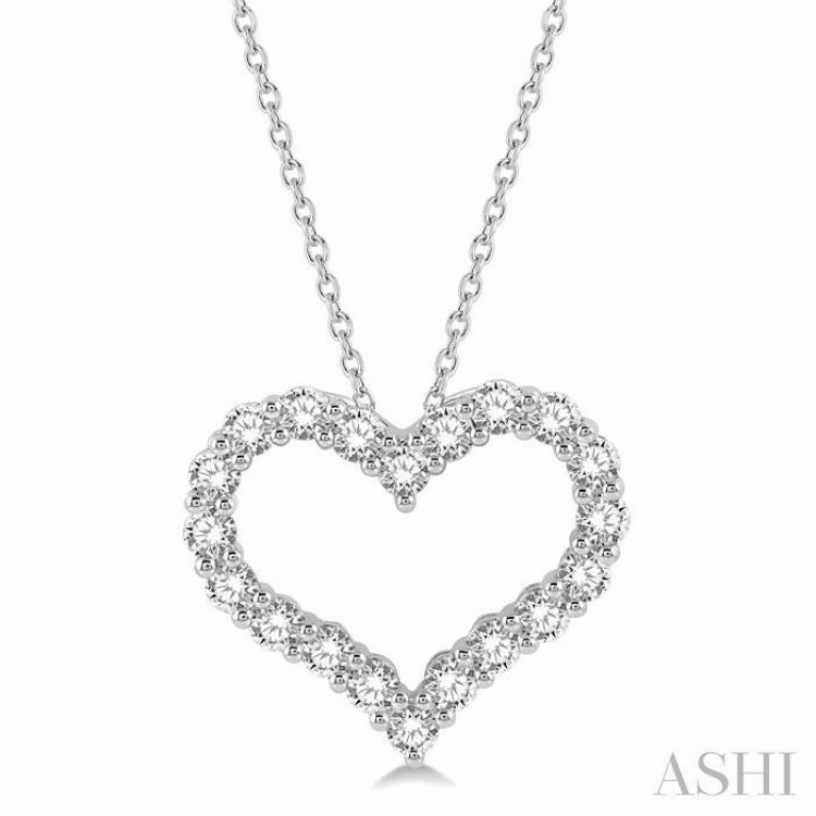 2.00 ctw Heart Shape Round Cut Diamond Pendant With Chain in 14K White Gold