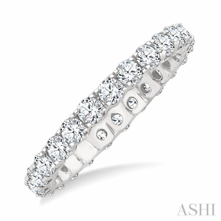 2.00 Ctw Round Cut Diamond Eternity Wedding Band in 14K White Gold