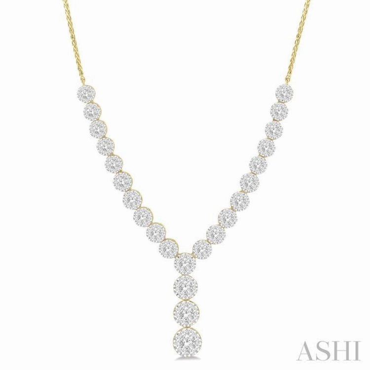2 1/4 Ctw Lovebright Round Cut Diamond Necklace in 14K Yellow and White Gold