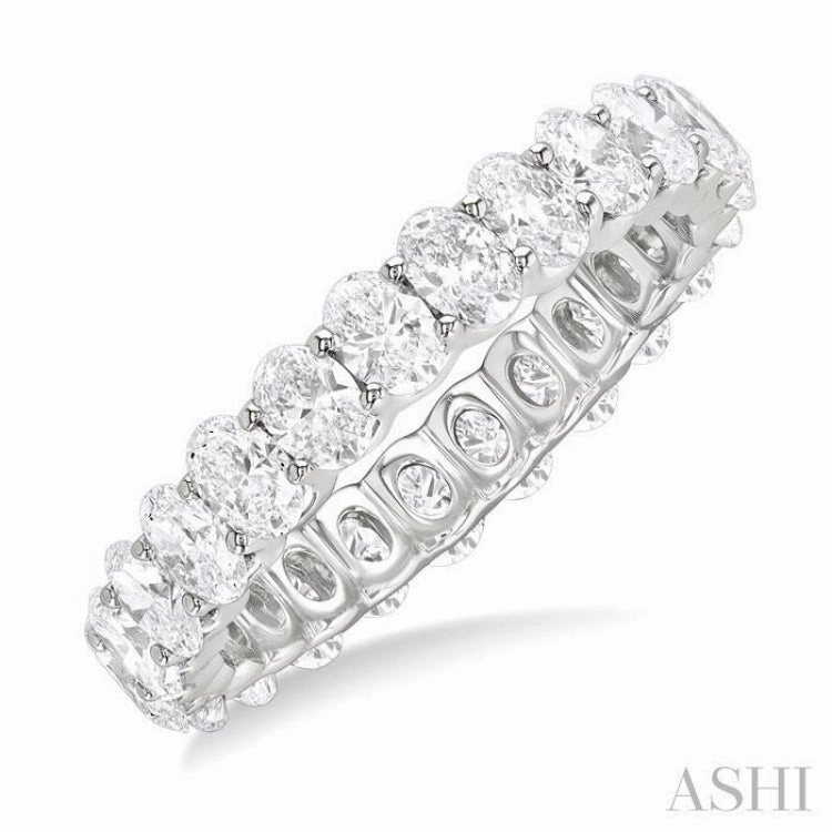 2 1/4 Ctw North-South Set Oval Cut Diamond Eternity Wedding Band in 14K White Gold