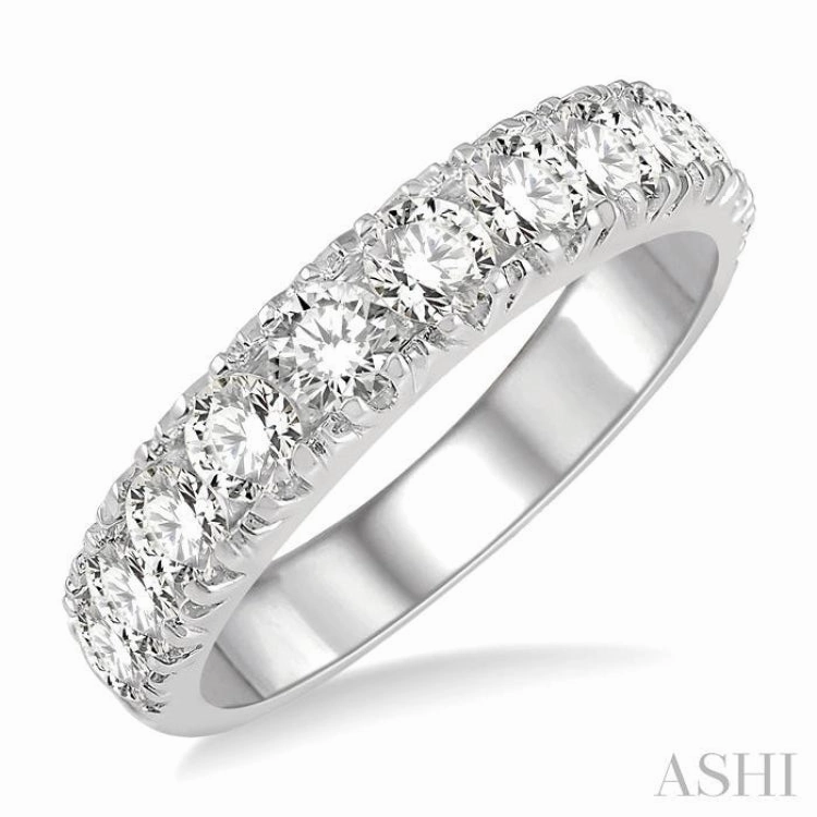 2 ctw 11 Stone Round Cut Diamond Wedding Band in 14K White Gold
