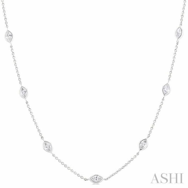 2 ctw Marquise Cut Diamond Fashion Necklace in 14K White Gold