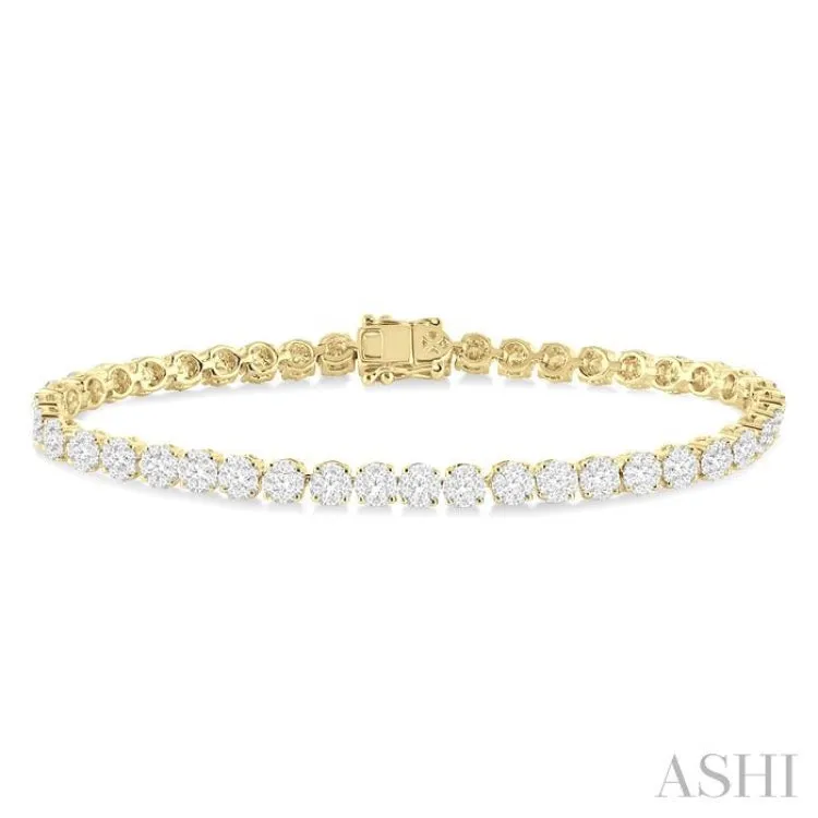 3 ctw Round Cut Lovebright Diamond Tennis Bracelet in 14K Yellow and White Gold