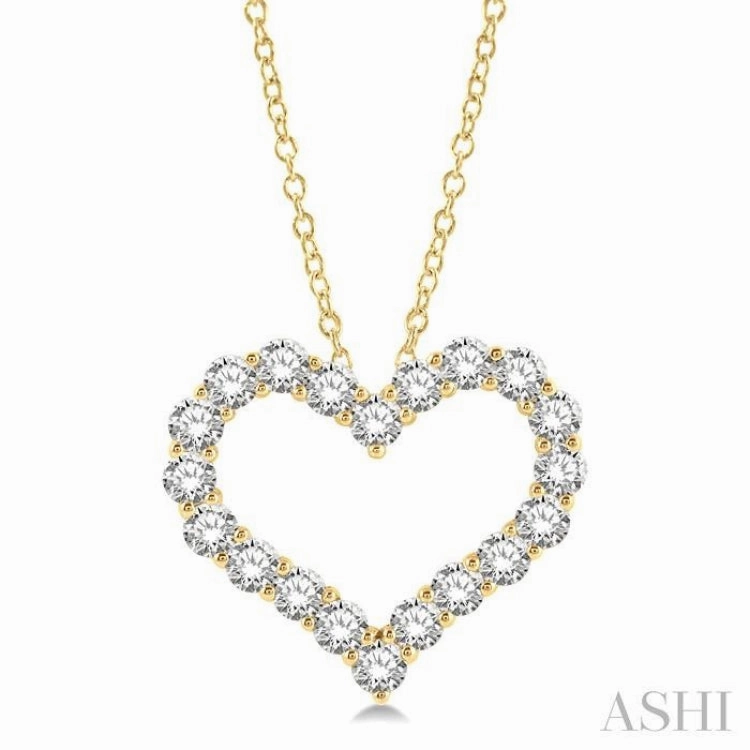 3.00 ctw Heart Shape Round Cut Diamond Pendant With Chain in 14K Yellow Gold