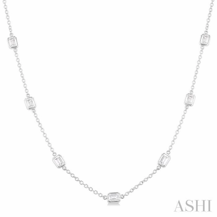 3 1/2 ctw Emerald Cut Diamond Fashion Necklace in 14K White Gold