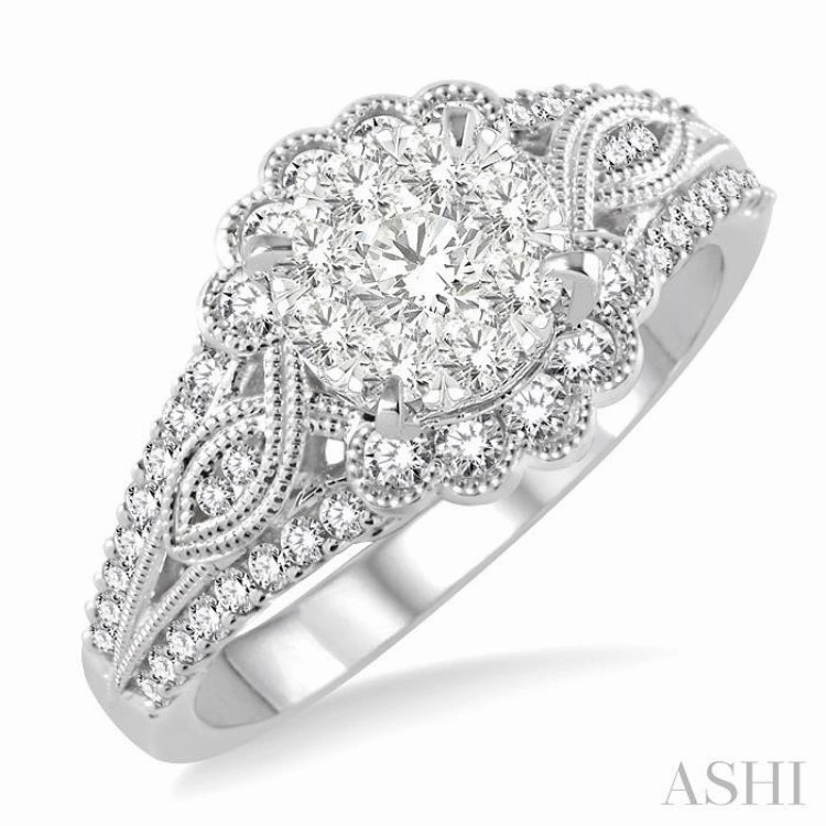 3/4 ctw Diamond Lovebright Engagement Ring in 14K White Gold